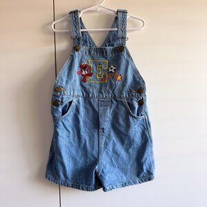 Vintage Sesame Street Elmo All Stars Soccer Denim Overalls Kids 4T